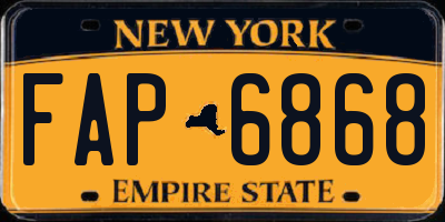 NY license plate FAP6868