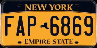 NY license plate FAP6869