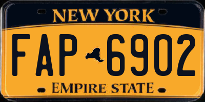 NY license plate FAP6902