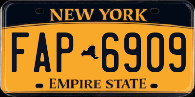 NY license plate FAP6909