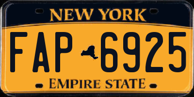 NY license plate FAP6925