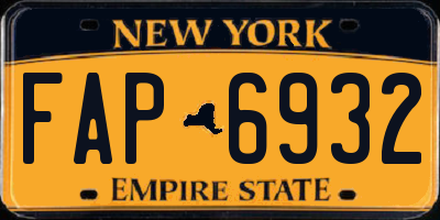 NY license plate FAP6932