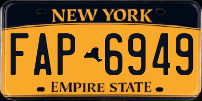 NY license plate FAP6949