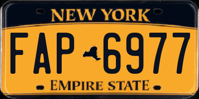 NY license plate FAP6977