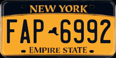 NY license plate FAP6992
