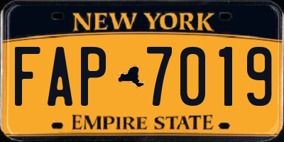 NY license plate FAP7019