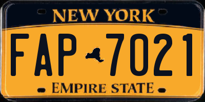NY license plate FAP7021