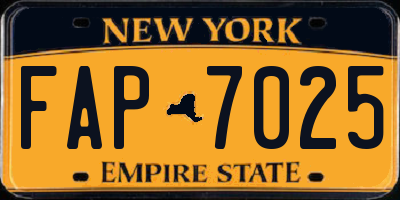 NY license plate FAP7025