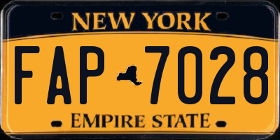 NY license plate FAP7028
