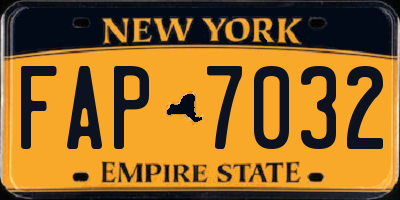 NY license plate FAP7032