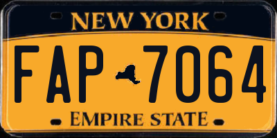 NY license plate FAP7064