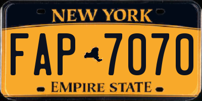 NY license plate FAP7070