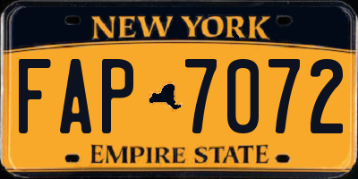 NY license plate FAP7072
