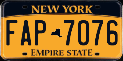NY license plate FAP7076