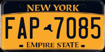NY license plate FAP7085