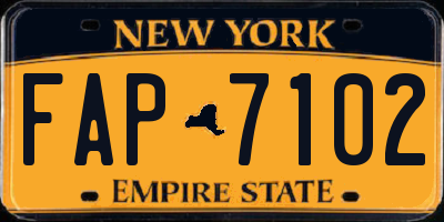 NY license plate FAP7102