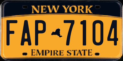 NY license plate FAP7104