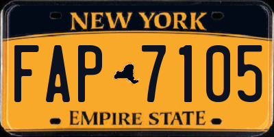 NY license plate FAP7105