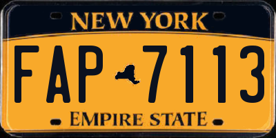 NY license plate FAP7113