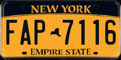 NY license plate FAP7116