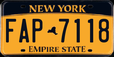 NY license plate FAP7118
