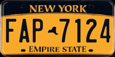 NY license plate FAP7124