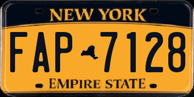 NY license plate FAP7128