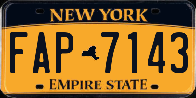 NY license plate FAP7143