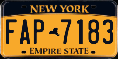 NY license plate FAP7183
