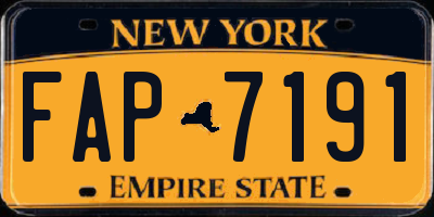 NY license plate FAP7191