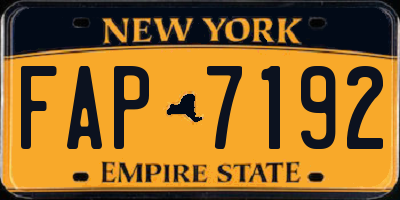 NY license plate FAP7192