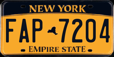 NY license plate FAP7204