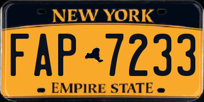 NY license plate FAP7233