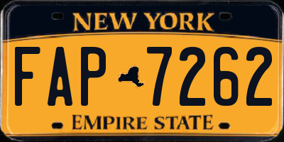 NY license plate FAP7262