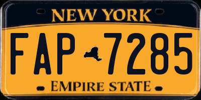 NY license plate FAP7285