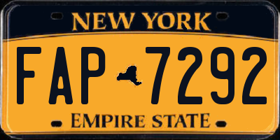NY license plate FAP7292