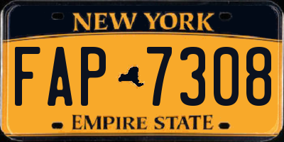 NY license plate FAP7308
