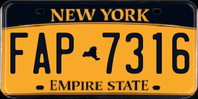 NY license plate FAP7316