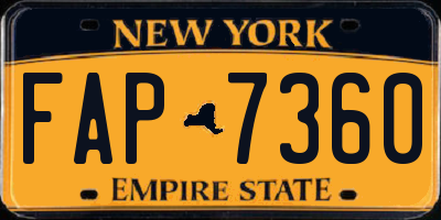 NY license plate FAP7360