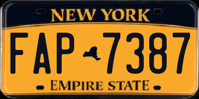 NY license plate FAP7387