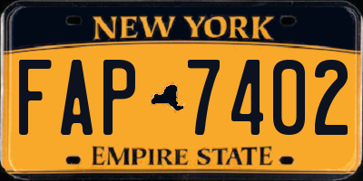 NY license plate FAP7402