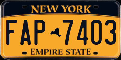 NY license plate FAP7403