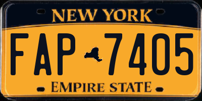 NY license plate FAP7405
