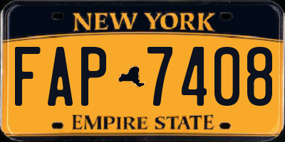 NY license plate FAP7408