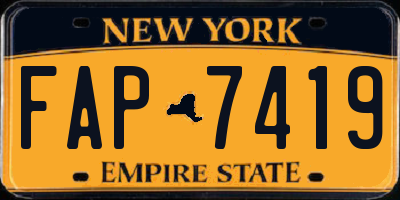 NY license plate FAP7419