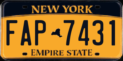NY license plate FAP7431
