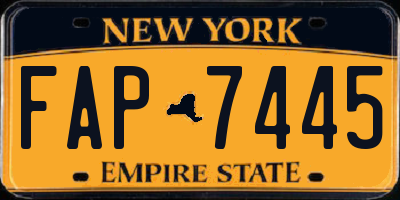NY license plate FAP7445