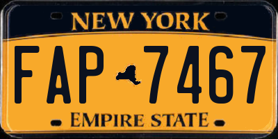NY license plate FAP7467