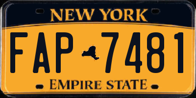NY license plate FAP7481