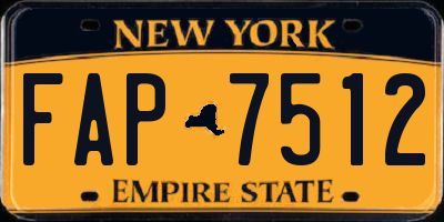 NY license plate FAP7512